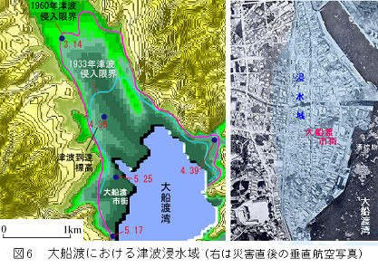 図6　大船渡における津波浸水域