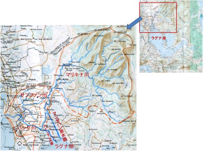 図２　パシグ・マリキナ・ラグナ流域図（NAMRIA1:250,000を編集）