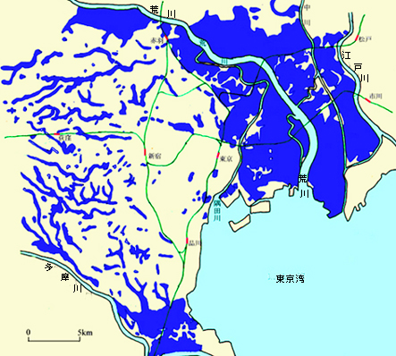 11958年狩野川台風豪雨による東京区部の浸水域